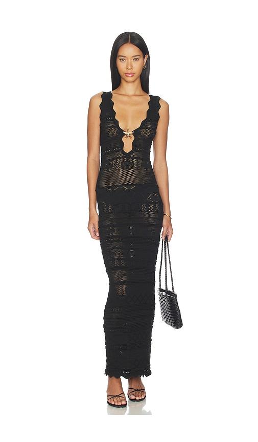 MORE TO COME Cattleya Crochet Maxi Dress in Black by MORE TO COME