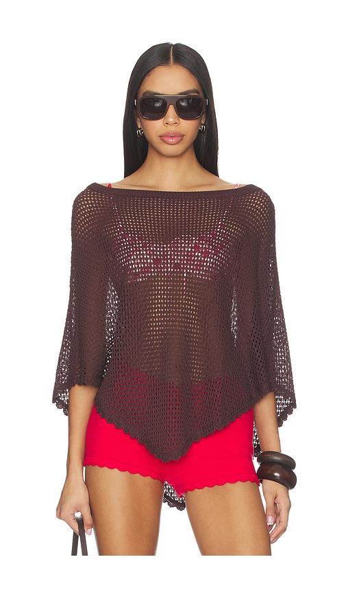 MORE TO COME Daleyza Poncho Top in Brown by MORE TO COME