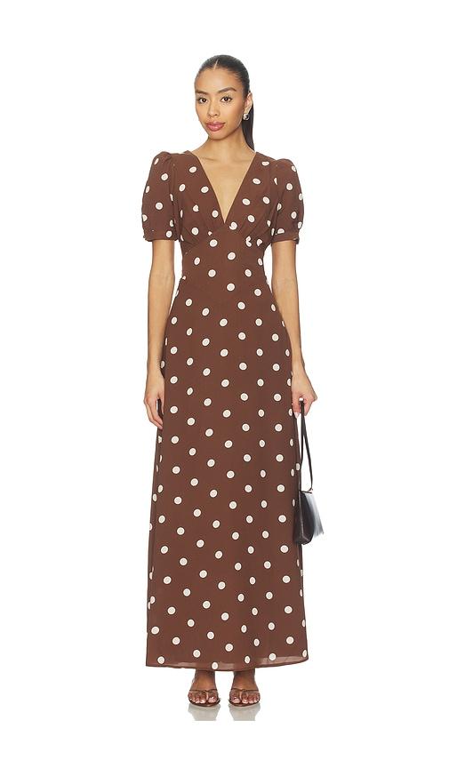 MORE TO COME Devin Maxi Dress in Brown by MORE TO COME