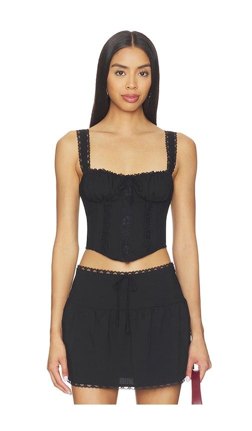 MORE TO COME Elaine Corset Top in Black by MORE TO COME