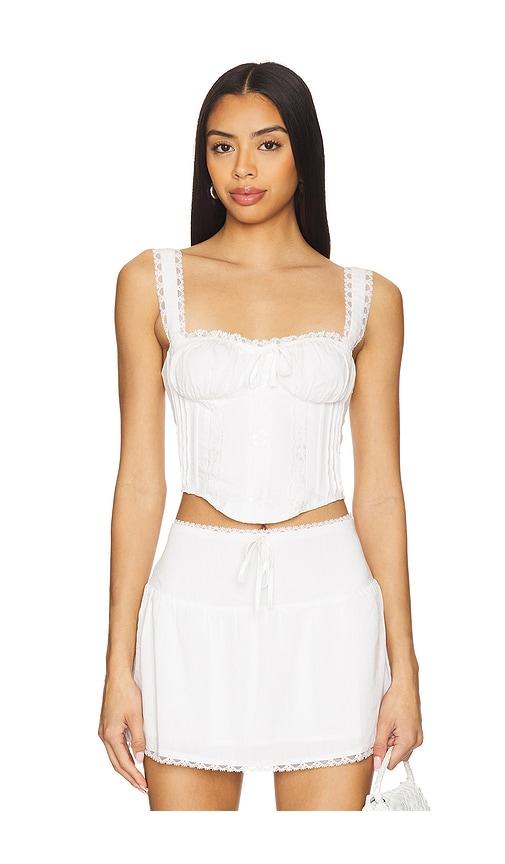 MORE TO COME Elaine Corset Top in White by MORE TO COME