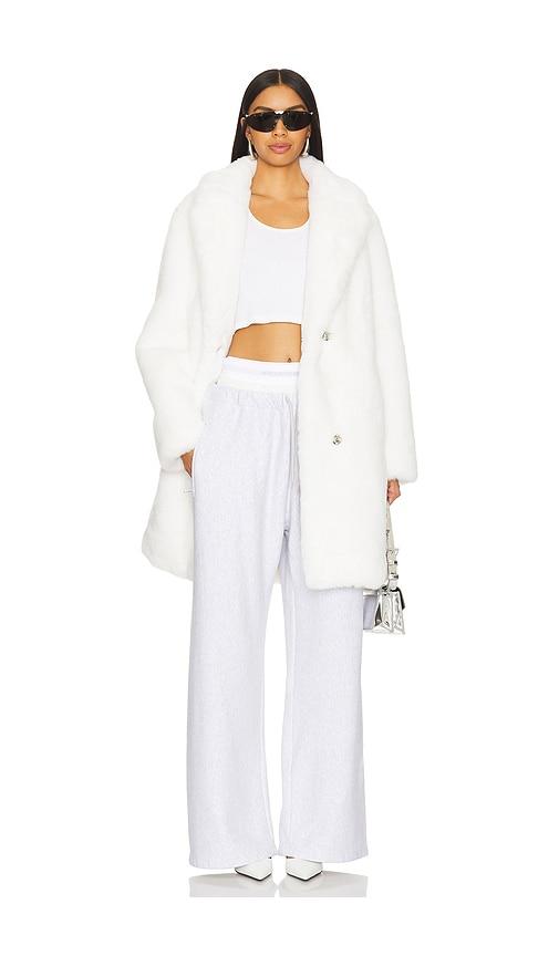 MORE TO COME Elaine Faux Fur Coat in White by MORE TO COME