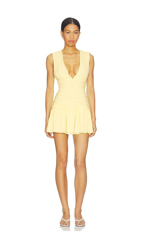MORE TO COME Elisia Mini Dress in Lemon by MORE TO COME