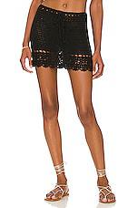 MORE TO COME Elliana Crochet Mini Skirt in Black by MORE TO COME