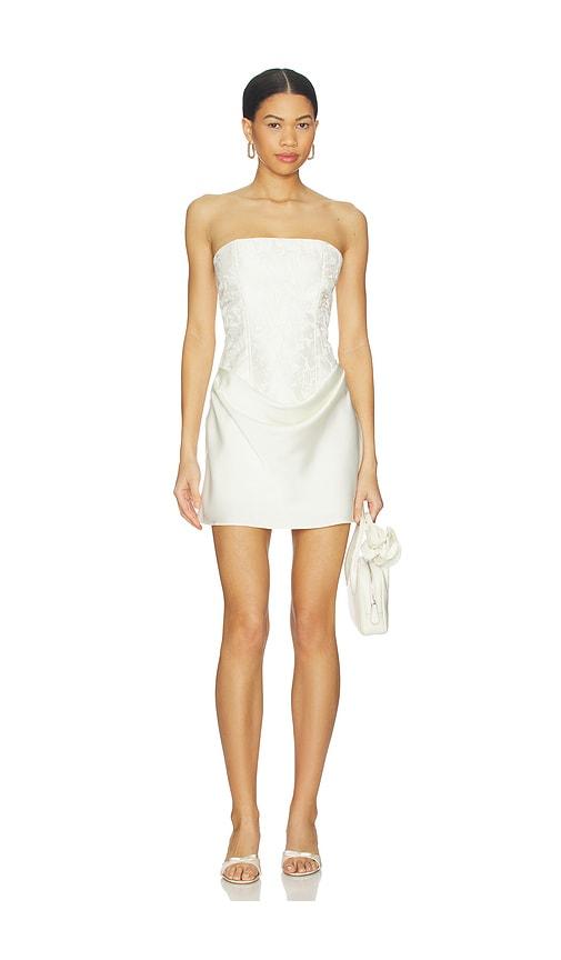 MORE TO COME Holland Strapless Mini Dress in White by MORE TO COME