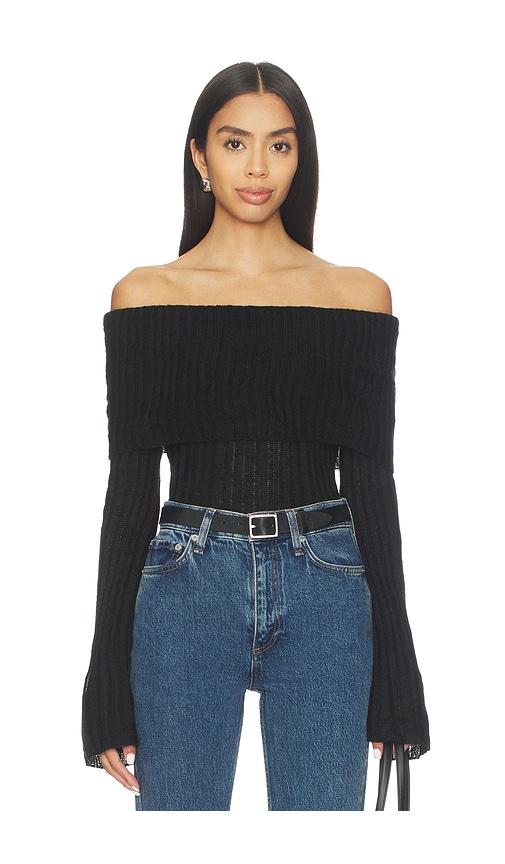 MORE TO COME Ingrid Off Shoulder Sweater in Black by MORE TO COME
