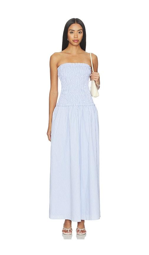 MORE TO COME Izabella Strapless Maxi Dress in Blue by MORE TO COME