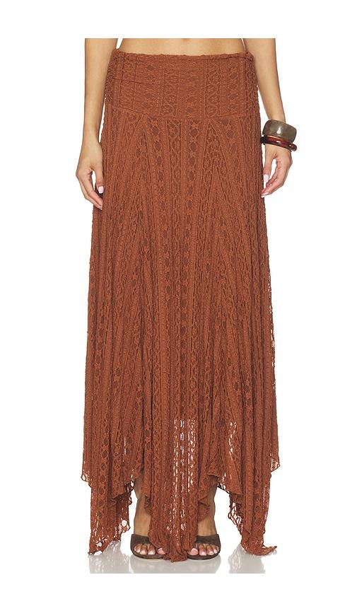 MORE TO COME Karina Maxi Skirt in Brown by MORE TO COME