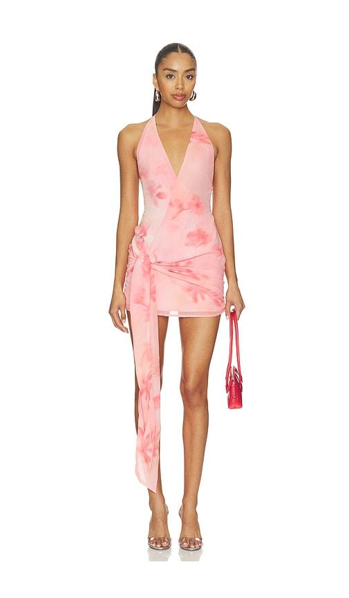 MORE TO COME Karter Wrap Mini Dress in Peach by MORE TO COME