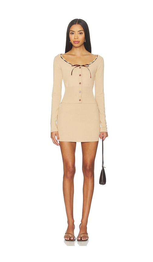 MORE TO COME Kelliann Skirt Set in Beige by MORE TO COME