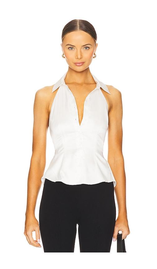 MORE TO COME Lisseth Open Back Top in White by MORE TO COME