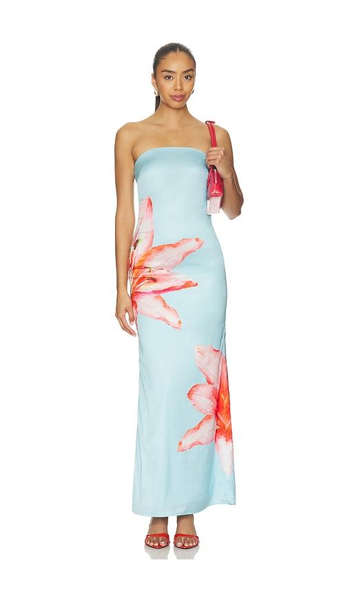 MORE TO COME Lyza Strapless Maxi Dress in Baby Blue by MORE TO COME