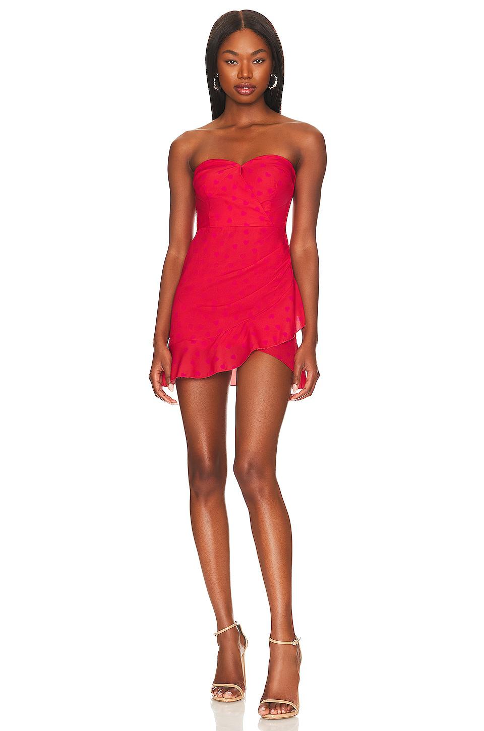 MORE TO COME Marcine Strapless Dress in Red by MORE TO COME