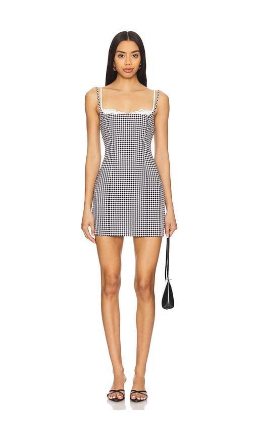 MORE TO COME Marea Mini Dress in Black,White by MORE TO COME
