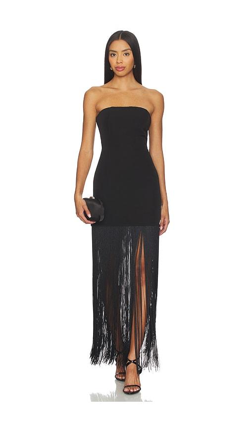 MORE TO COME Marissa Fringe Dress in Black by MORE TO COME