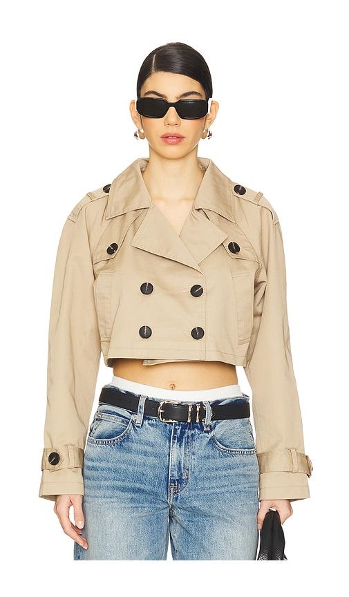 MORE TO COME Marja Cropped Trench in Beige by MORE TO COME
