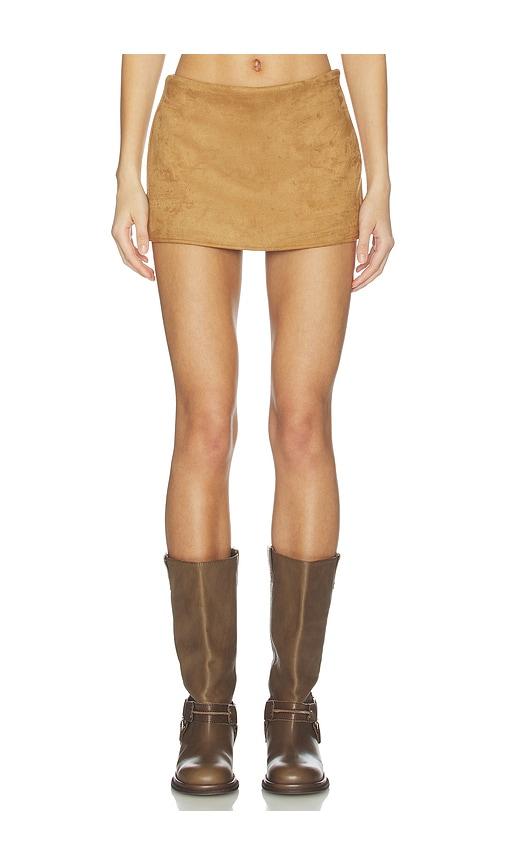 MORE TO COME Meliya Faux Suede Skort in Tan by MORE TO COME
