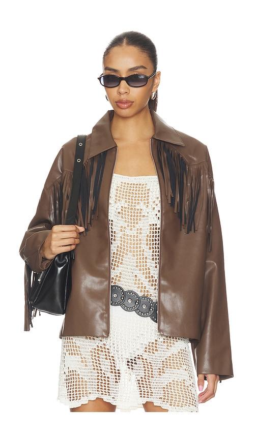 MORE TO COME Mia Faux Leather Jacket in Brown by MORE TO COME
