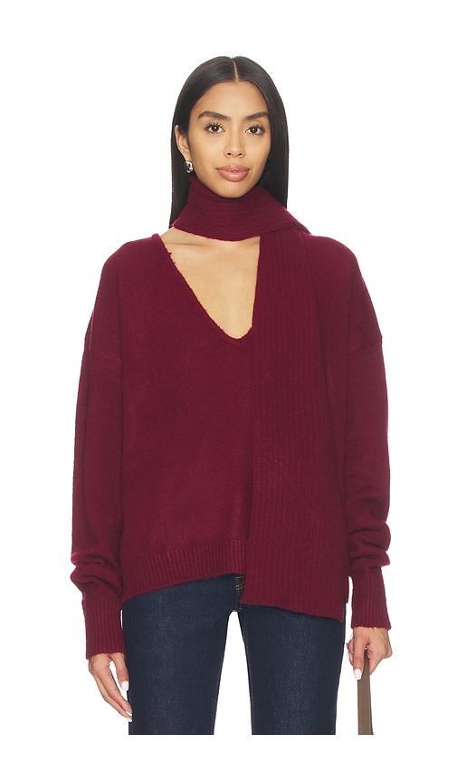 MORE TO COME Mishka Scarf Sweater in Burgundy by MORE TO COME
