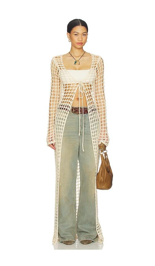 MORE TO COME Nicola Maxi Cardigan in Cream by MORE TO COME