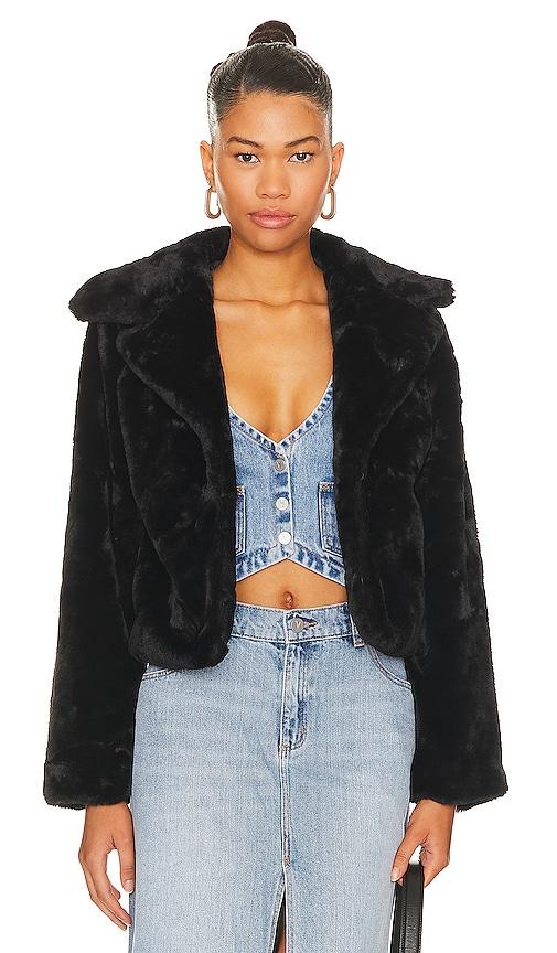 MORE TO COME Payton Faux Fur Jacket in Black by MORE TO COME