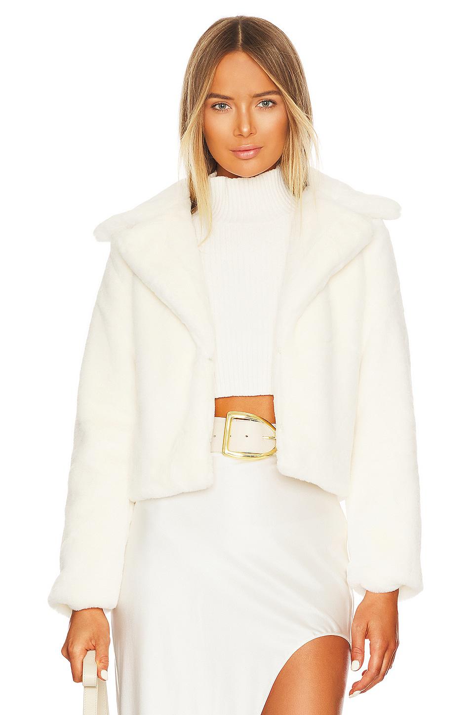 MORE TO COME Payton Faux Fur Jacket in Ivory by MORE TO COME