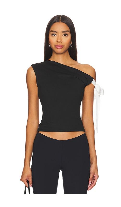 MORE TO COME Raquel Tie Sleeve Top in Black by MORE TO COME