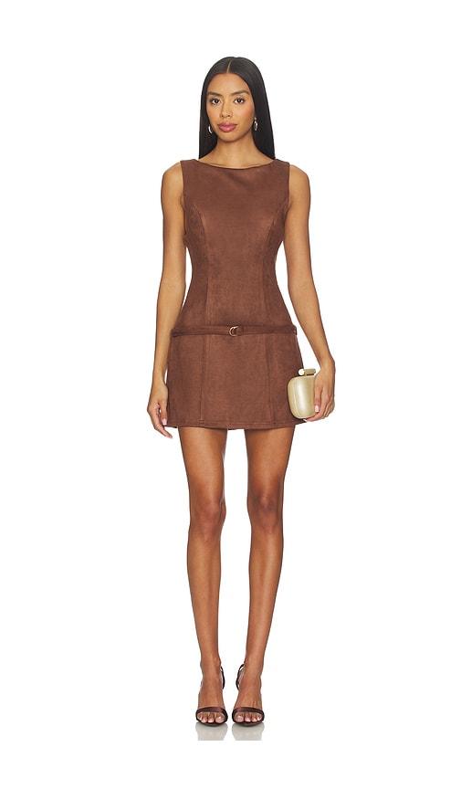 MORE TO COME Rileigh Mini Dress in Brown by MORE TO COME