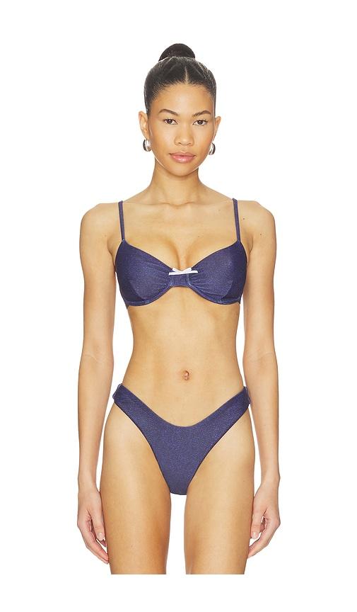 MORE TO COME Riley Bikini Top in Navy by MORE TO COME
