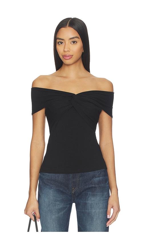 MORE TO COME Rorie Off Shoulder Top in Black by MORE TO COME