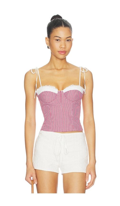 MORE TO COME Roslyn Top in Red,White by MORE TO COME