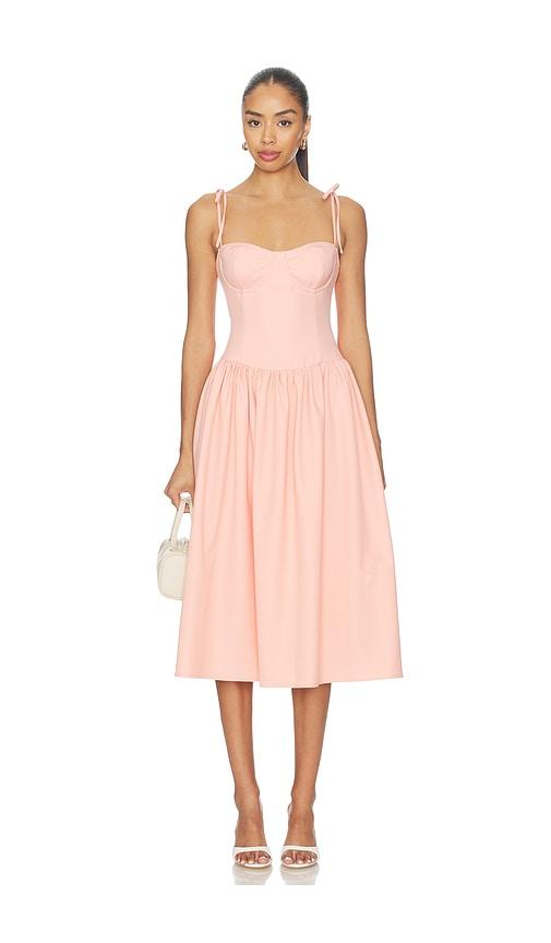MORE TO COME Theresa Midi Corset Dress in Rose by MORE TO COME