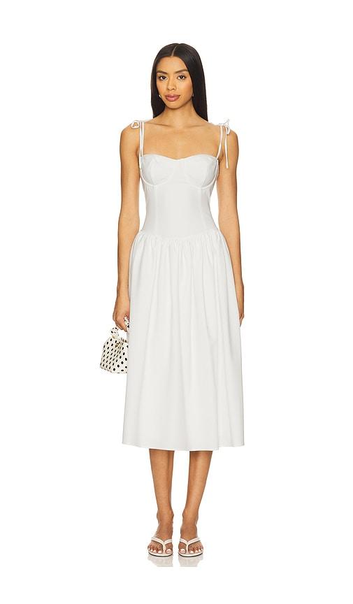 MORE TO COME Theresa Midi Corset Dress in White by MORE TO COME