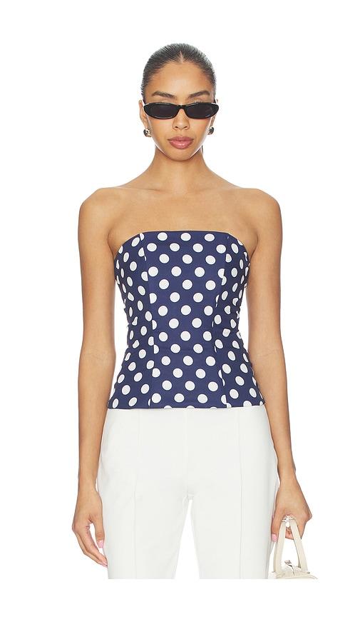 MORE TO COME Tina Corset Top in Navy by MORE TO COME