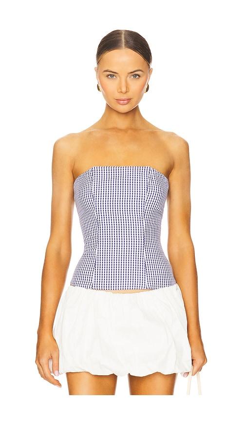 MORE TO COME Tina Corset Top in Navy by MORE TO COME
