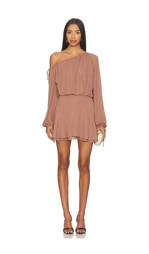 MORE TO COME Violetta Mini Dress in Brown by MORE TO COME