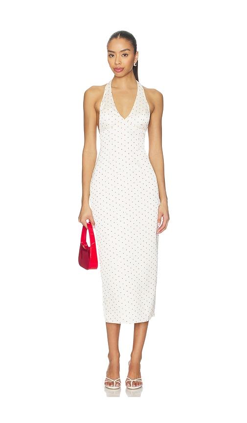 MORE TO COME Zaia Halter Midi Dress in Cream by MORE TO COME