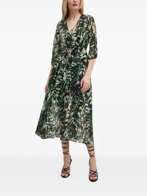 V-neck gathered midi dress by MORGAN