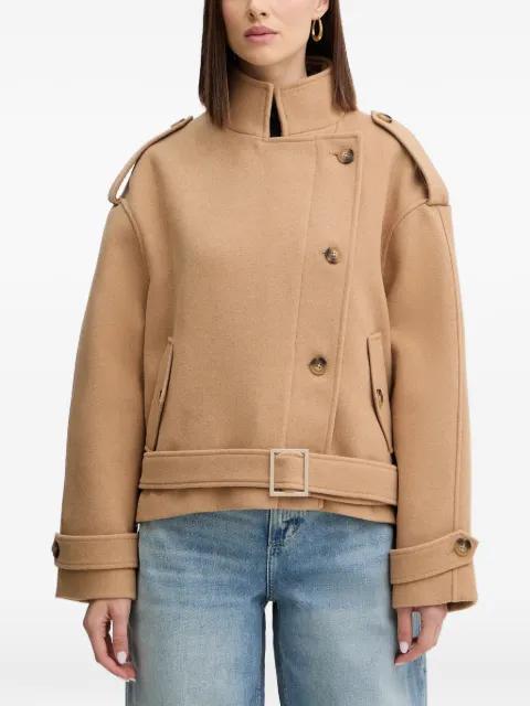 belted button coat by MORGAN