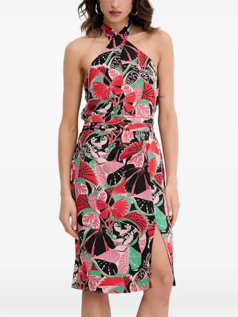 halterneck floral-print midi dress by MORGAN