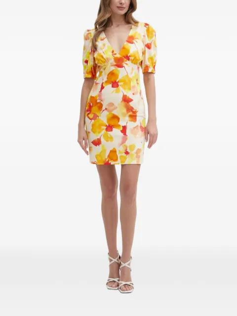 puff sleeve floral mini dress by MORGAN
