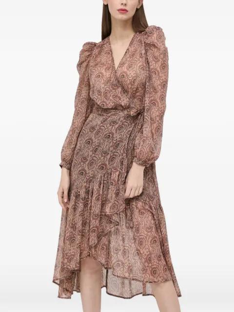 puff-sleeve ruffled midi dress by MORGAN