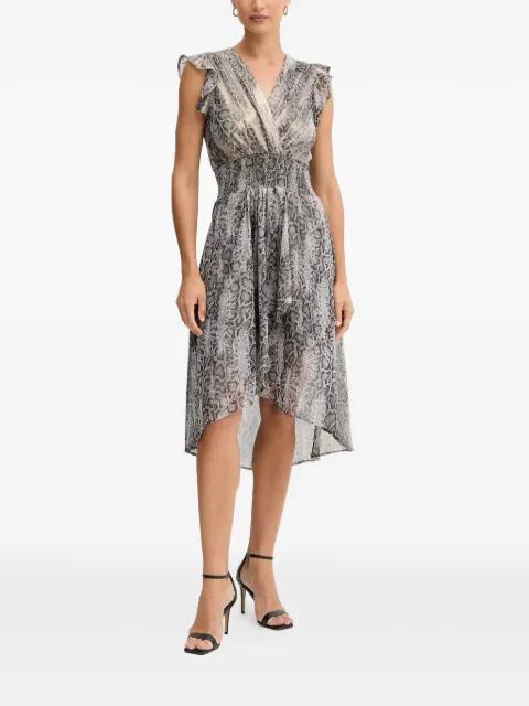 ruffled reptile-print midi dress by MORGAN