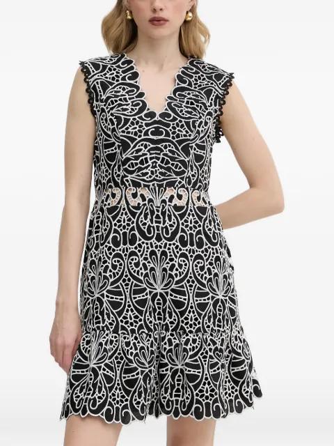scalloped trim V-neck mini dress by MORGAN