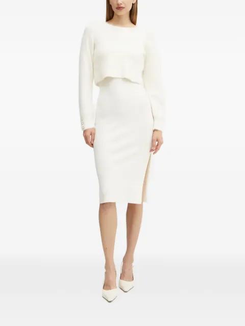 split ribbed midi dress by MORGAN
