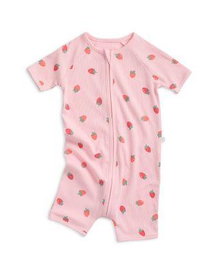 Girls' Strawberry Ribbed Short Sleeve Zip Sleepsuit - Baby by MORI