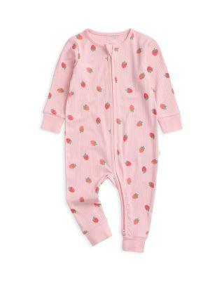 Girls' Strawberry Ribbed Two Way Zip Up Sleepsuit - Baby by MORI