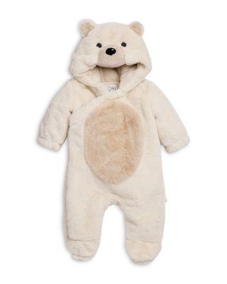 Unisex Faux Fur Polar Bear Hooded Footed Pramsuit Coverall - Baby by MORI