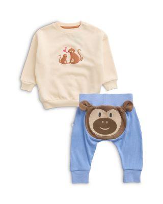 Unisex Monkey Placement Print Sweatshirt & Jogger Pants Set - Baby by MORI