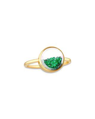 18K Yellow Gold Emerald Core Circle Ring by MORITZ GLIK